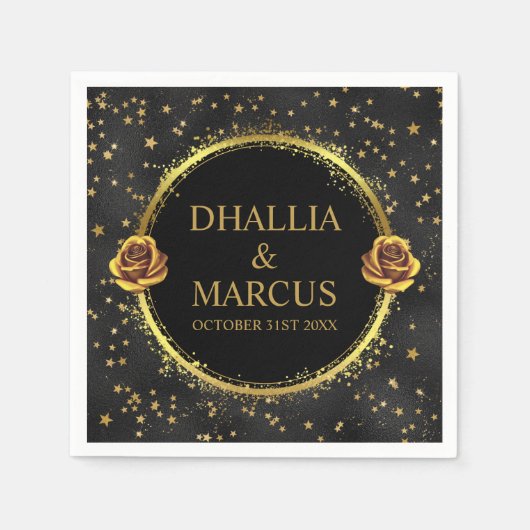 Zwart en gouden sterren Gothic Pattern Servet (Voorkant)