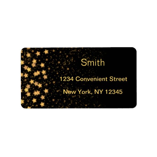 Zwart en gouden sterren retourlabel etiket (Voorkant)