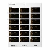 Zwart en gouden sterren retourlabel etiket (Full Sheet)