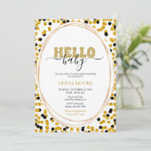 Zwart en gouden stippen baby shower uitnodiging (Staand voorkant)