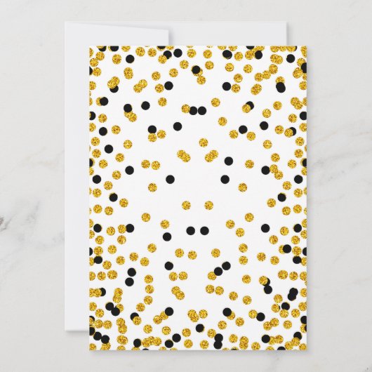 Zwart en gouden stippen baby shower uitnodiging (Achterkant)