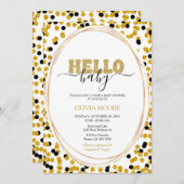 Zwart en gouden stippen baby shower uitnodiging (Voorkant / Achterkant)