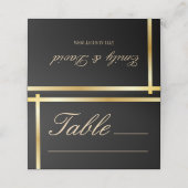 Zwart en Gouden Streep Moderne Bruiloft Plaatskaartje (Buitenkant ongevouwen)