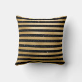 Zwart en Gouden Streep Monogrammed Initiaal Kussen (Achterkant)