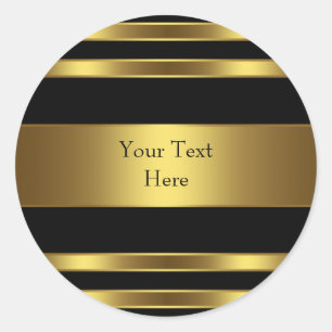 Zwart en gouden streep ronde sticker