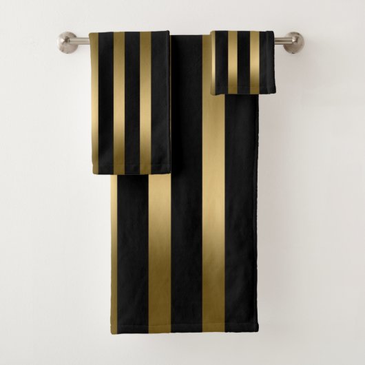 Zwart en gouden strepen bad handdoek (Insitu)