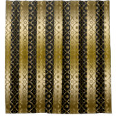 Zwart en gouden strepen en Quatrefoil geometrisch Douchegordijn (Voorkant)