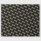 Zwart en gouden strikdas cadeaupapier (Vlak)