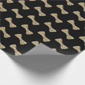 Zwart en gouden strikdas cadeaupapier (Hoek)