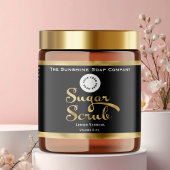 Zwart en Gouden Suiker Scrub Pot Etiket met logo