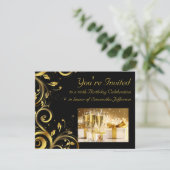 Zwart en Gouden Swirl, Aangepaste 60ste Verjaardag Kaart (Staand voorkant)