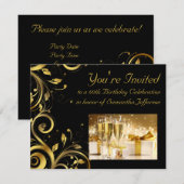 Zwart en Gouden Swirl, Aangepaste 60ste Verjaardag Kaart (Voorkant / Achterkant)