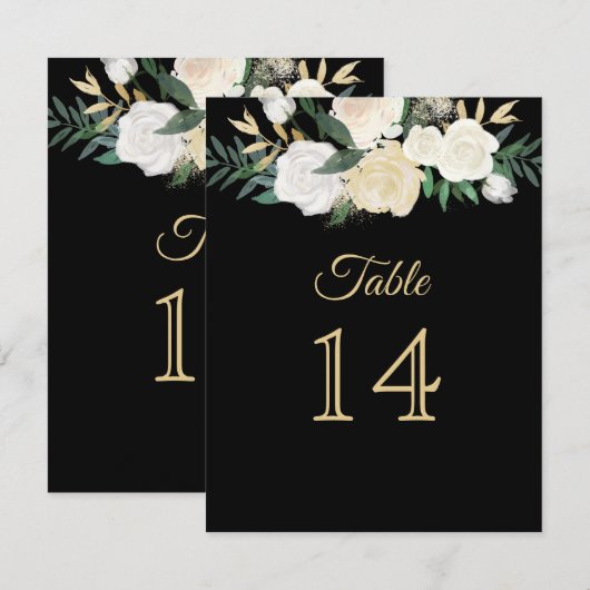 Zwart en gouden tafel nummer Kaarten (Voorkant / Achterkant)