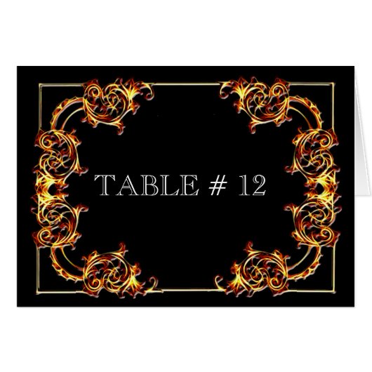 Zwart en gouden tafelnummer bruiloft evenement (Voorkant Horizontaal)