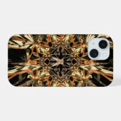 Zwart en Gouden Telefoon Beschermende Hoesje Hoesj iPhone 15 Case (Achterkant horizontaal)