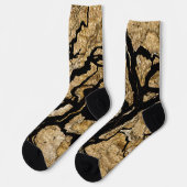 Zwart en gouden textuur, gemengde media abstract sokken (Links)
