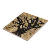 Zwart en gouden textuur, gemengde media abstract tegeltje (Zijkant)