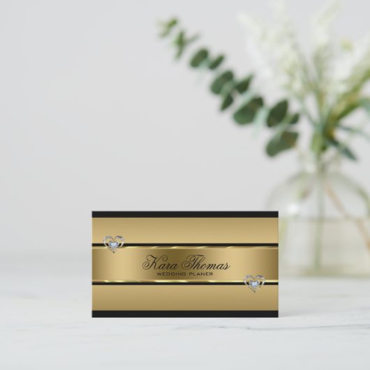 Zwart en gouden textuur visitekaartje (Staand voorkant)