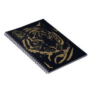 Zwart en gouden tijgerkunstwerk luxe glinsterstijl notitieboek