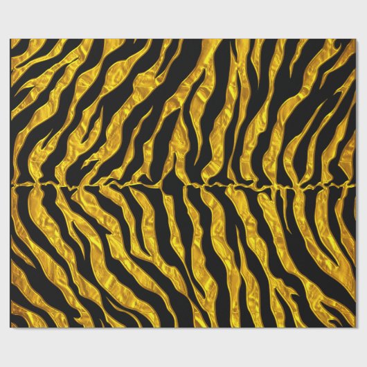 Zwart en gouden tijgerstrepen Dierenprint Cadeaupapier (Vlak)