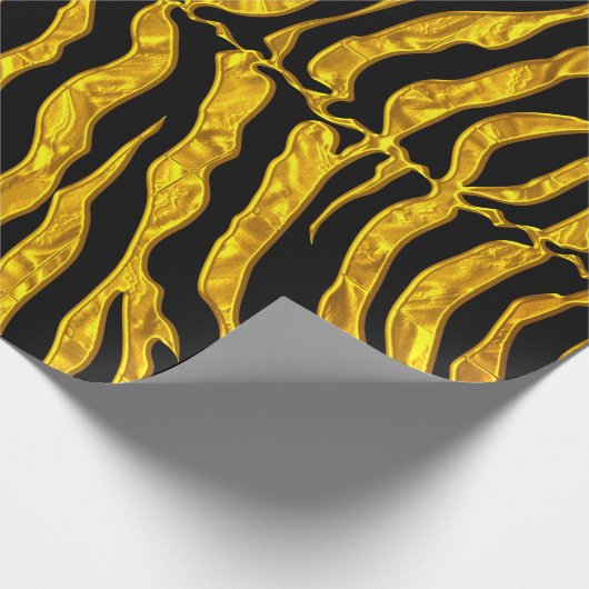 Zwart en gouden tijgerstrepen Dierenprint Cadeaupapier (Hoek)