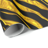 Zwart en gouden tijgerstrepen Dierenprint Cadeaupapier (Rol Hoek)