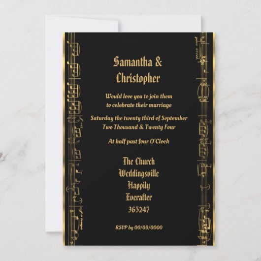 Zwart en gouden trouwfoto uitnodiging (Voorkant)