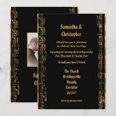 Zwart en gouden trouwfoto uitnodiging (Voorkant / Achterkant)