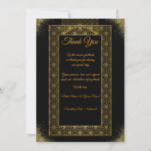 Zwart en gouden trouwkaart bedanken | Elegant 