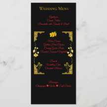 Zwart en gouden trouwmenu kaart
