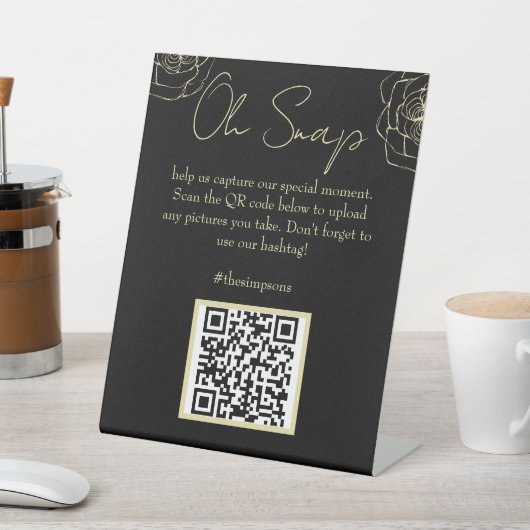 Zwart en Gouden Trouwtekens Reclamebord Met Voetstuk (Insitu)