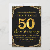 Zwart en gouden uitnodigingen voor 50-jarig jubile (Voorkant)