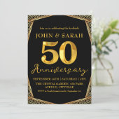 Zwart en gouden uitnodigingen voor 50-jarig jubile (Staand voorkant)
