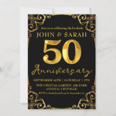Zwart en gouden uitnodigingen voor 50-jarig jubile (Voorkant)