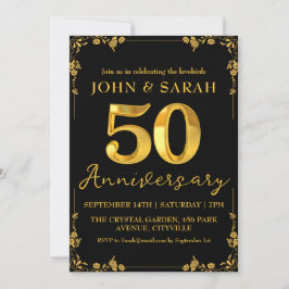 Zwart en gouden uitnodigingen voor 50-jarig jubile