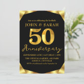Zwart en gouden uitnodigingen voor 50-jarig jubile (Staand voorkant)