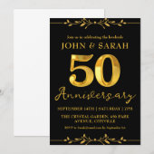 Zwart en gouden uitnodigingen voor 50-jarig jubile (Voorkant / Achterkant)