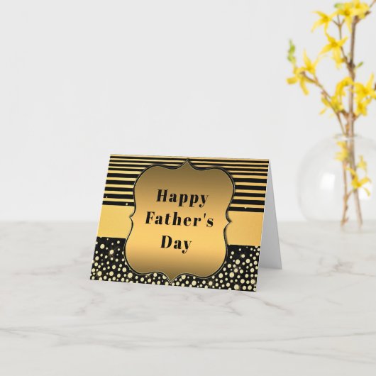 Zwart en Gouden Vaderdag Kaart (Gele Bloem)