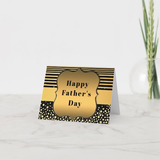 Zwart en Gouden Vaderdag Kaart (Voorkant)