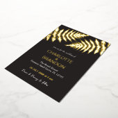 Zwart en Gouden Varens Buitenshuis Bruiloft Goud Folie Uitnodiging (Gedraaid)