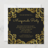 Zwart en Gouden Veer Masker Masker Maskerade Party Kaart (Achterkant)