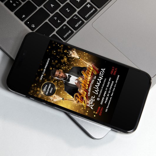 Zwart en gouden verjaardagsfeest club uitnodiging