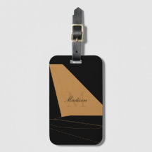 Zwart en Gouden Vliegtuig Staartvin Monogram Schri