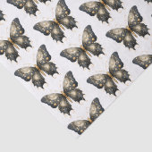 Zwart en Gouden Vlinder Wit Patroon Halloween Tissuepapier (Detail)