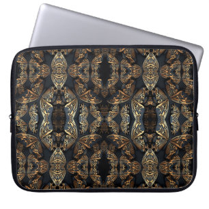 Zwart en gouden vlinder zonder naadloze pattren laptop sleeve