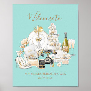 Zwart en gouden welkomstbord voor bruidsuitnodigin poster