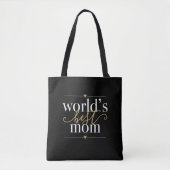 Zwart en gouden werelden Beste Mam Elegant Manuscr Tote Bag (Voorkant)
