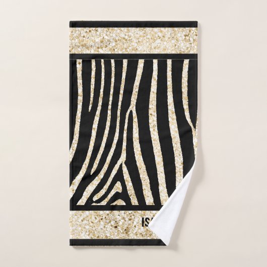 Zwart en Gouden Zebra Print Handdoek (Handdoek)
