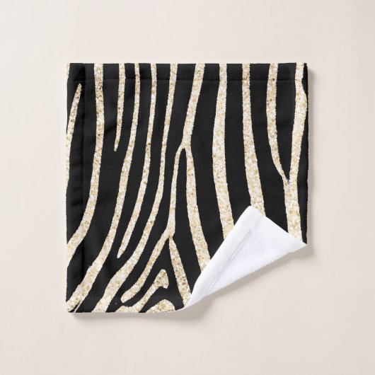 Zwart en Gouden Zebra Print Handdoek (Wasdoekje)