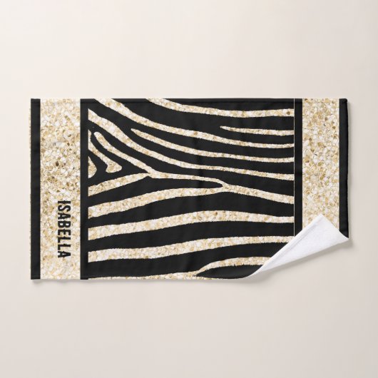 Zwart en Gouden Zebra Print Handdoek (Handdoek)